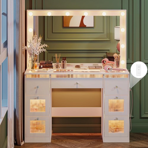 Vanity desk with mirror - vanity,