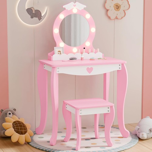 Kids vanity set with lighted - vanity,