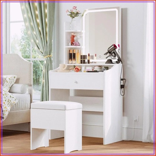 White makeup vanity desk - desk, with