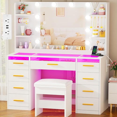 Vanity desk with mirror - desk,