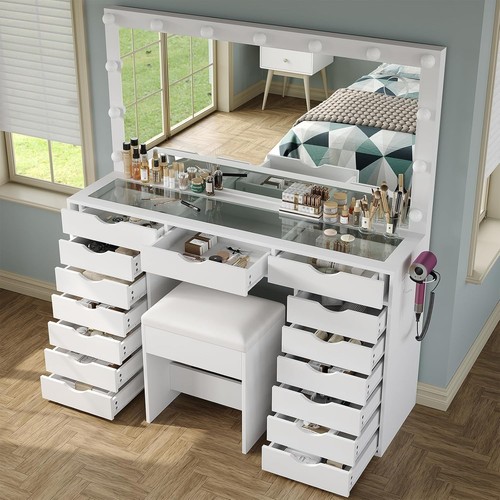 Vanity desk with mirror and - desk,