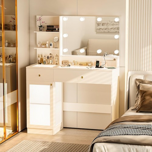 Vanity desk with large mirror - desk,